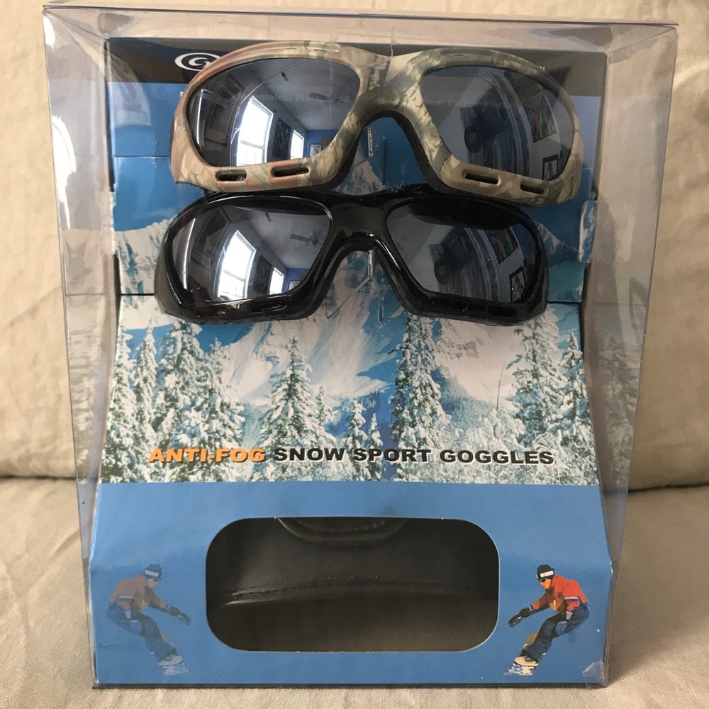 Never used Extreme Gravity anti-fog snow sport goggles (2 goggles and case).